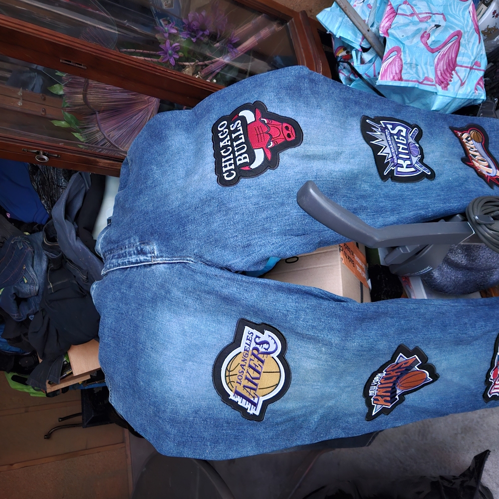 Men's Blue Jeans with Patches